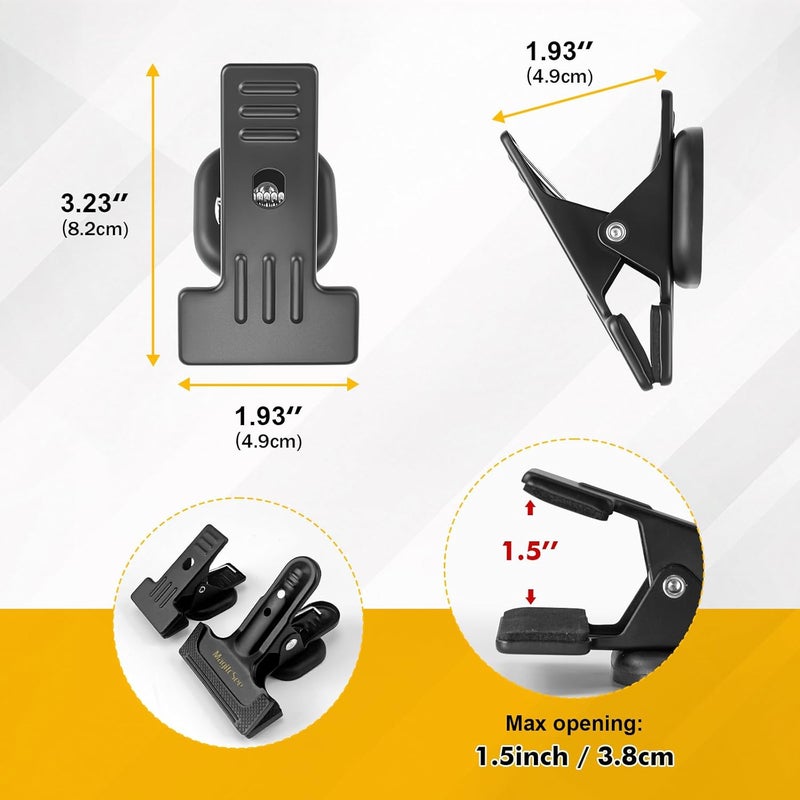 magicsee 2 Pcs Heavy Duty Magnetic Clips with 1.5 Inch Mouth Opening - Securely Grip Flags, Backdrop Blueprints, Calendars,Tools - Ideal for Artists, Photography Shooting Studios, Worksite, Offices, Tool Carts - Image 3